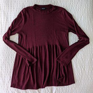 ROOLEE MAROON PEPLUM TEE
